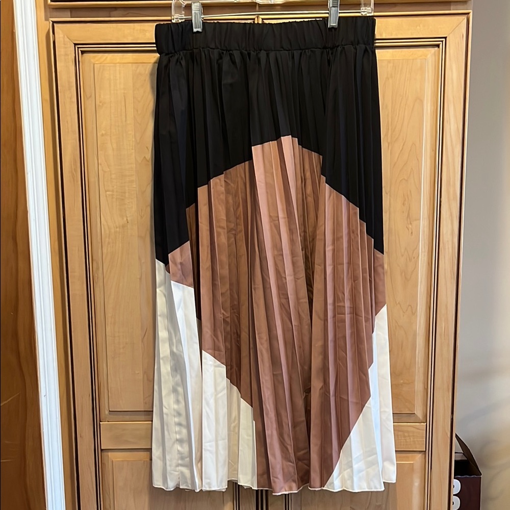 Shein Colorblock Pleated Midi Skirt
